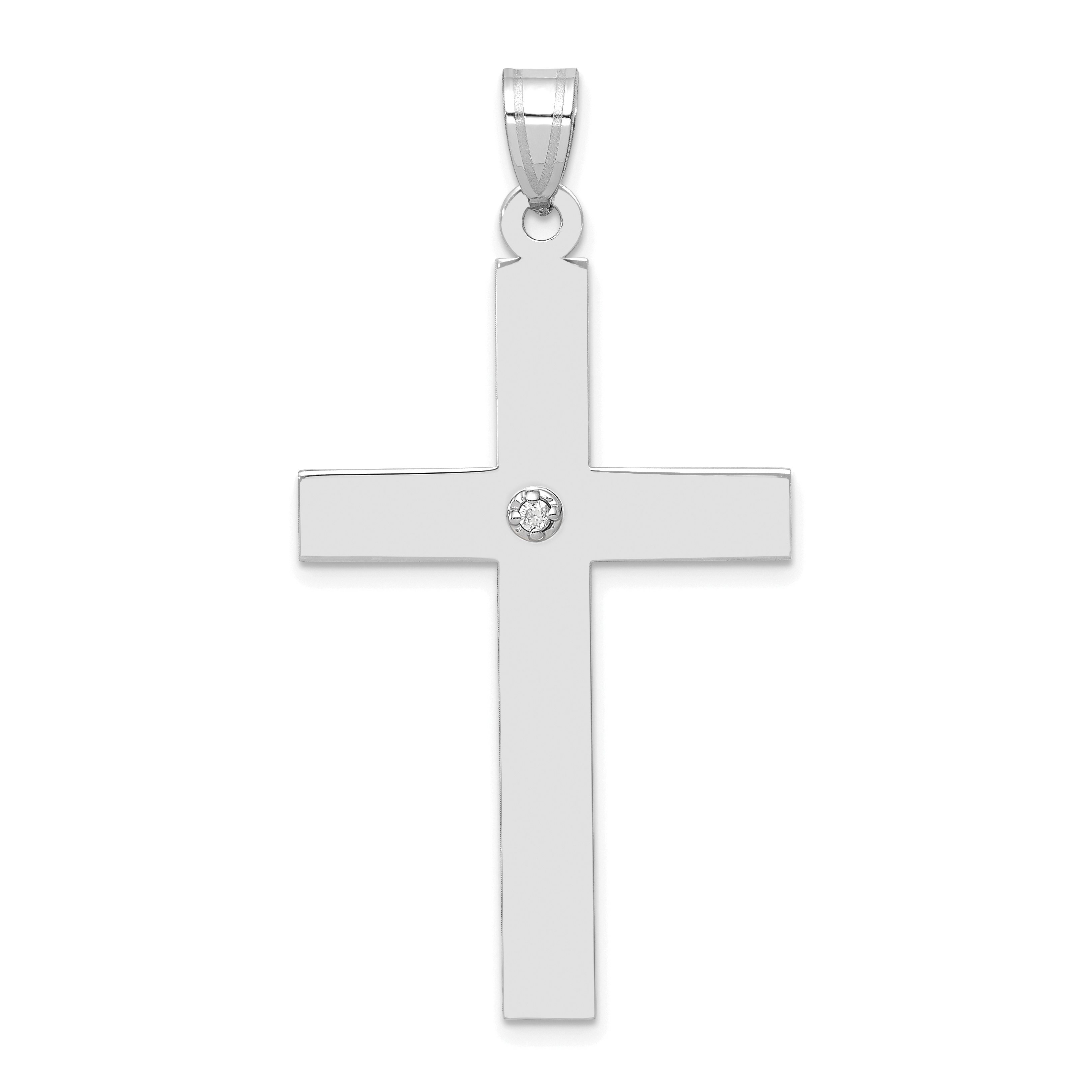 14k White Gold .03ct. Diamond Cross Pendant (XWR42)