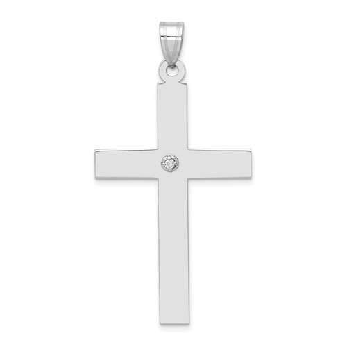 14K White Gold.03 Carat Diamond Cross Pendant