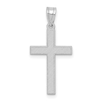 14K White Gold Florentine Satin Cross Pendant view 1