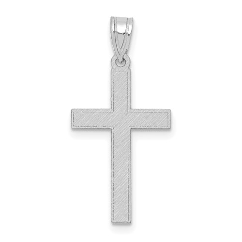 14K White Gold Florentine Satin Cross Pendant