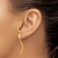 14K Yellow Gold Polished Long Curled Post Earrings view 3