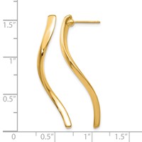 14K Yellow Gold Polished Long Curled Post Earrings view 4
