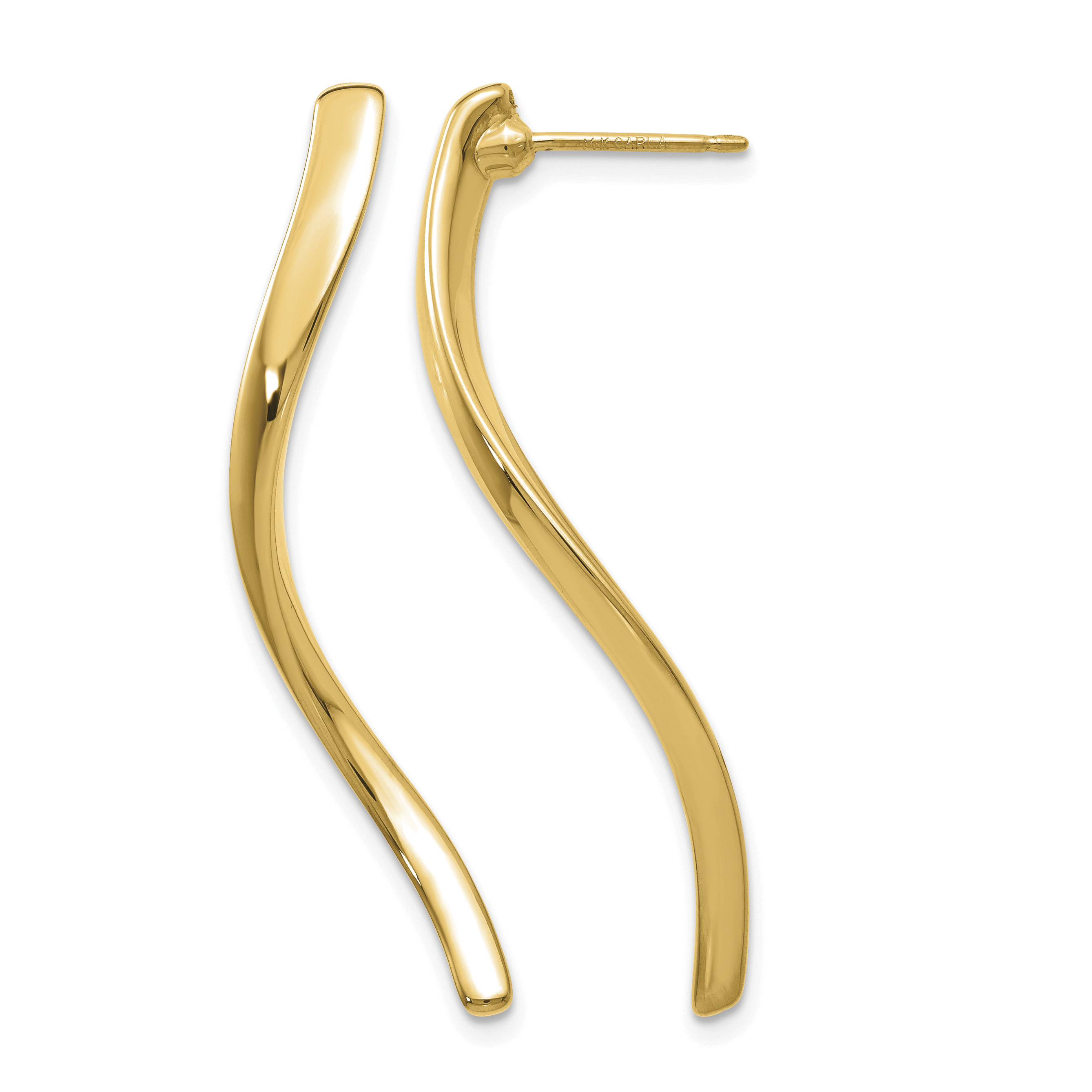 14k Long Curled Post Earrings (XY1011)