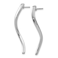 14K White Gold Polished Long Curled Post Earrings view 2