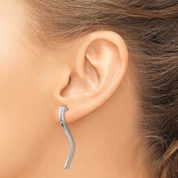 14K White Gold Polished Long Curled Post Earrings view 3