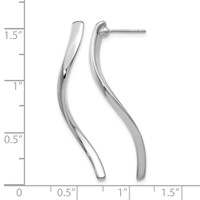 14K White Gold Polished Long Curled Post Earrings view 4