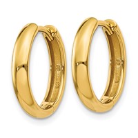 14K Yellow Gold Round Hinged Hoop Earrings view 2