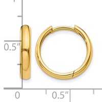14K Yellow Gold Round Hinged Hoop Earrings view 4