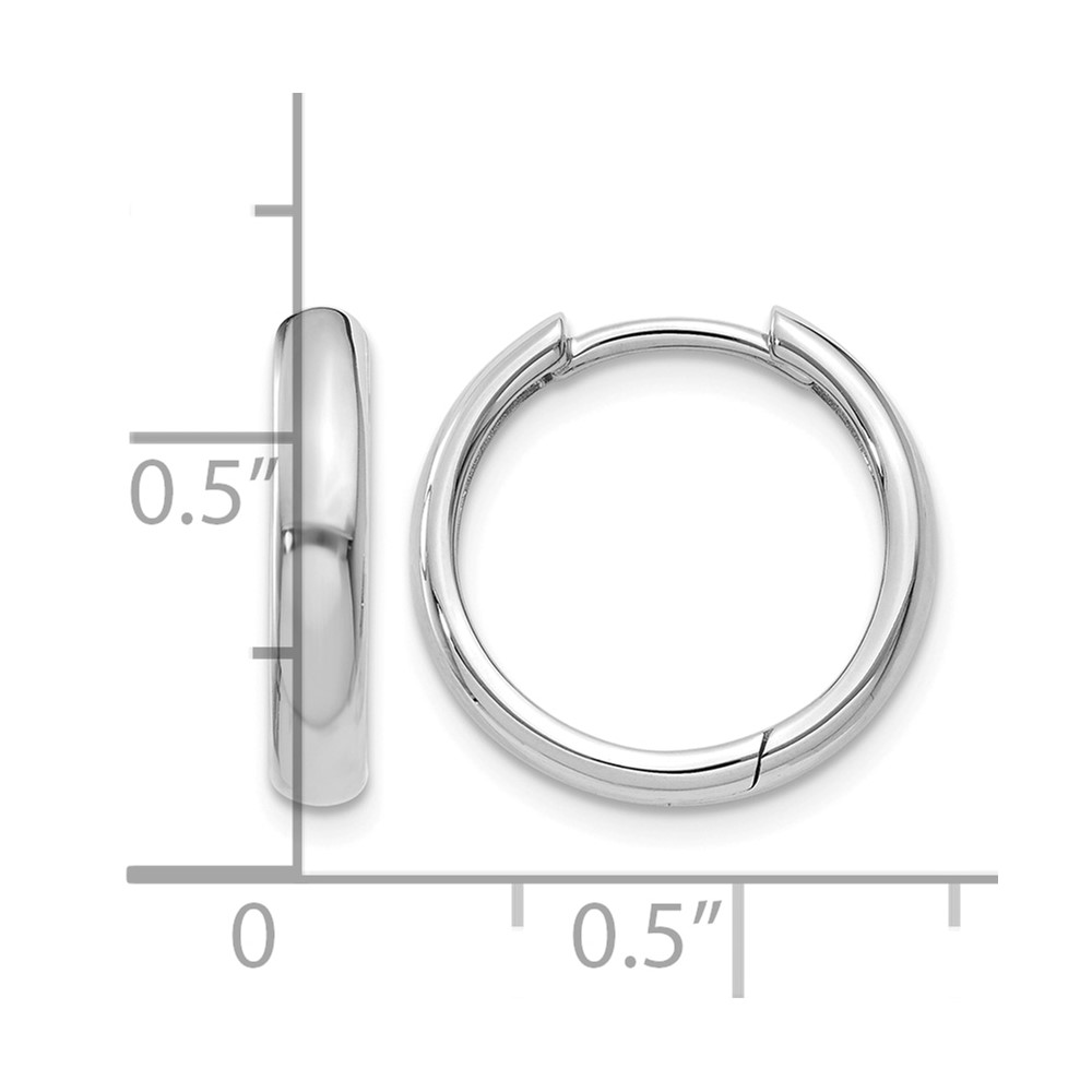 14k White Gold Round Hinged Hoop Earrings (XY1122)