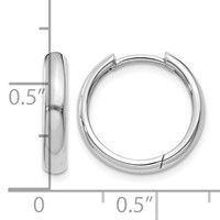 14K White Gold Round Hinged Hoop Earrings view 2