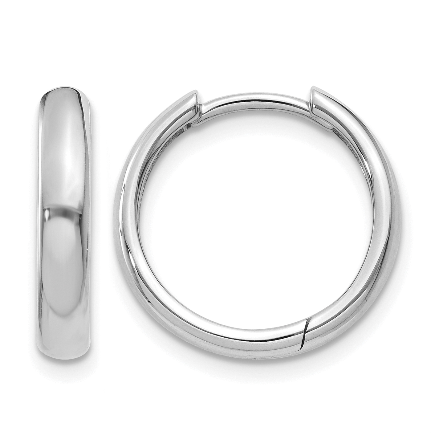 14k White Gold Round Hinged Hoop Earrings (XY1122)