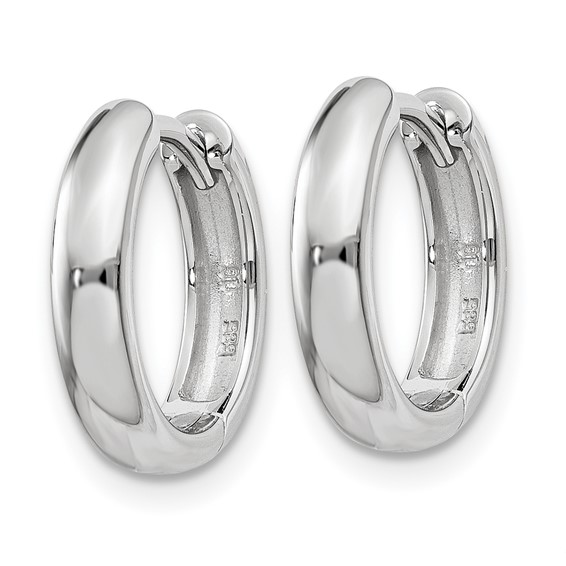 14k White Gold Round Hinged Hoop Earrings