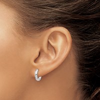 14K White Gold Round Hinged Hoop Earrings view 3