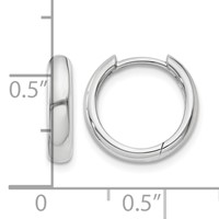 14K White Gold Round Hinged Hoop Earrings view 4