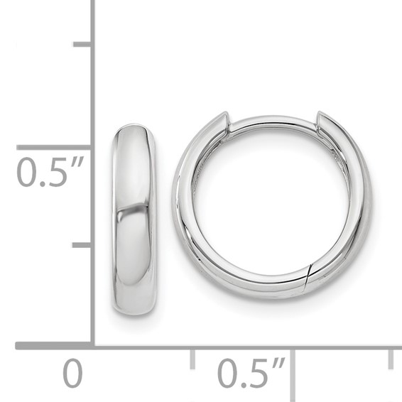 14k White Gold Round Hinged Hoop Earrings