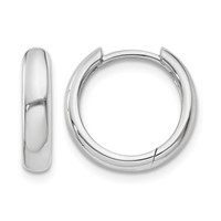14K White Gold Round Hinged Hoop Earrings view 1