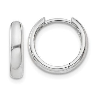 14k White Gold Round Hinged Hoop Earrings
