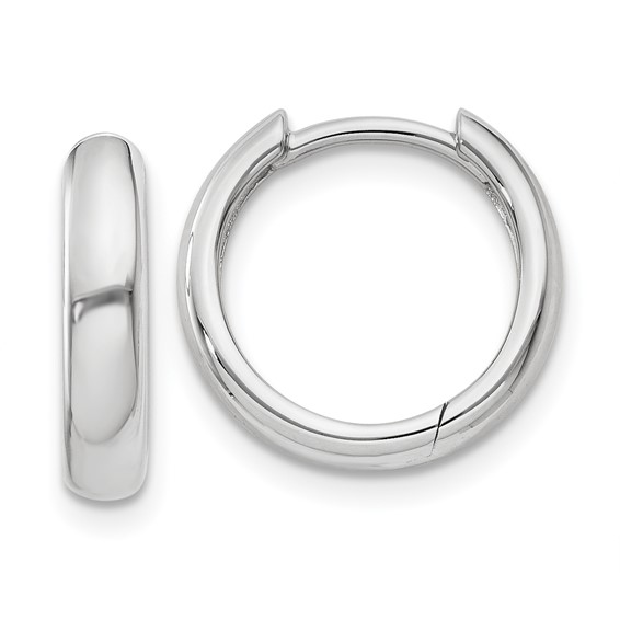 14k White Gold Round Hinged Hoop Earrings