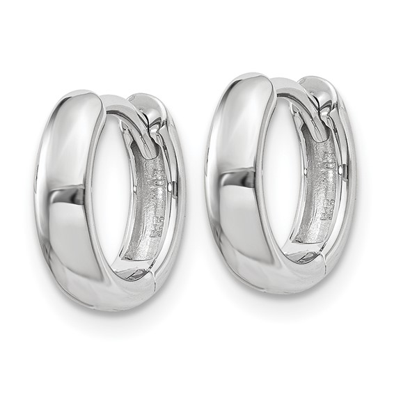 14k White Gold Round Hinged Hoop Earrings