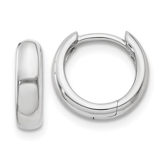 14k White Gold Round Hinged Hoop Earrings