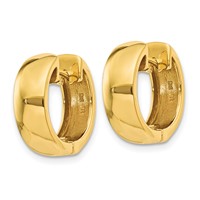 14K Yellow Gold Round Hinged Hoop Earrings view 2