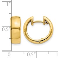 14K Yellow Gold Round Hinged Hoop Earrings view 4