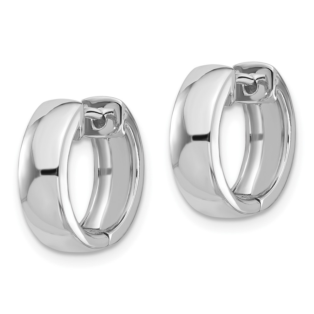 14k White Gold Round Hinged Hoop Earrings (XY1130)