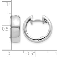 14K White Gold Round Hinged Hoop Earrings view 4