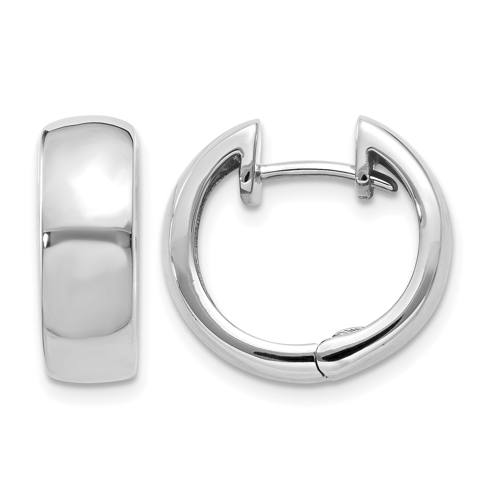 14k White Gold Round Hinged Hoop Earrings (XY1130)