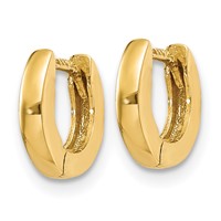 14K Yellow Gold Polished Round Hinged Hoop Earrings view 2