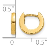 14K Yellow Gold Polished Round Hinged Hoop Earrings view 4
