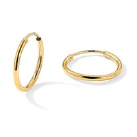 14K Yellow Gold 1.5x 16mm Polished Round Endless Tube Hoop Earrings view 5