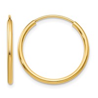 14K Yellow Gold 1.5x 17mm Polished Round Endless Tube Hoop Earrings view 1