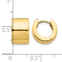 14K Yellow Gold Round Hinged Hoop Earrings view 4