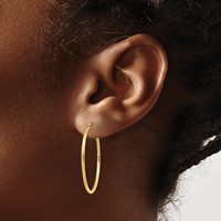 14K Yellow Gold 1.5x 30mm Polished Round Endless Tube Hoop Earrings view 3