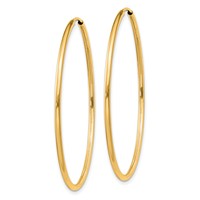 14K Yellow Gold 1.5x 40mm Polished Round Endless Tube Hoop Earrings view 2