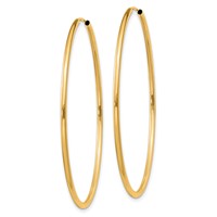 14K Yellow Gold 1.5x 45mm Polished Round Endless Tube Hoop Earrings view 2