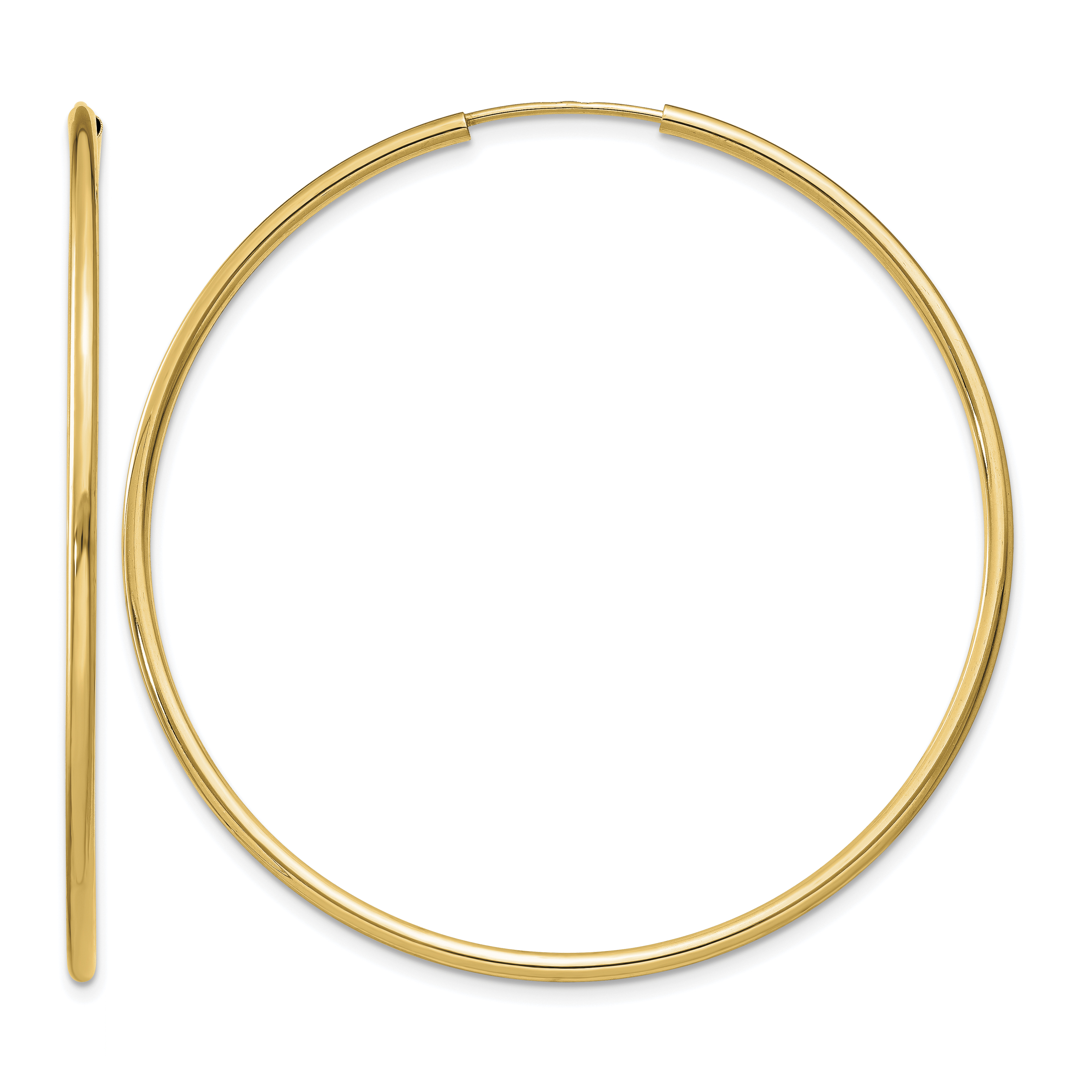 14k 1.5mm Polished Round Endless Hoop Earrings (XY1165)