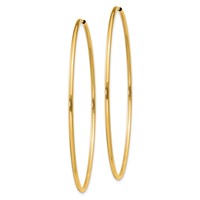 14K Yellow Gold 1.5x 55mm Polished Round Endless Tube Hoop Earrings view 2