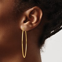 14K Yellow Gold 1.5x 55mm Polished Round Endless Tube Hoop Earrings view 3