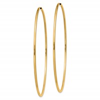 14K Yellow Gold 1.5x 64mm Polished Round Endless Tube Hoop Earrings view 2