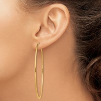 14K Yellow Gold 1.5x 64mm Polished Round Endless Tube Hoop Earrings view 3