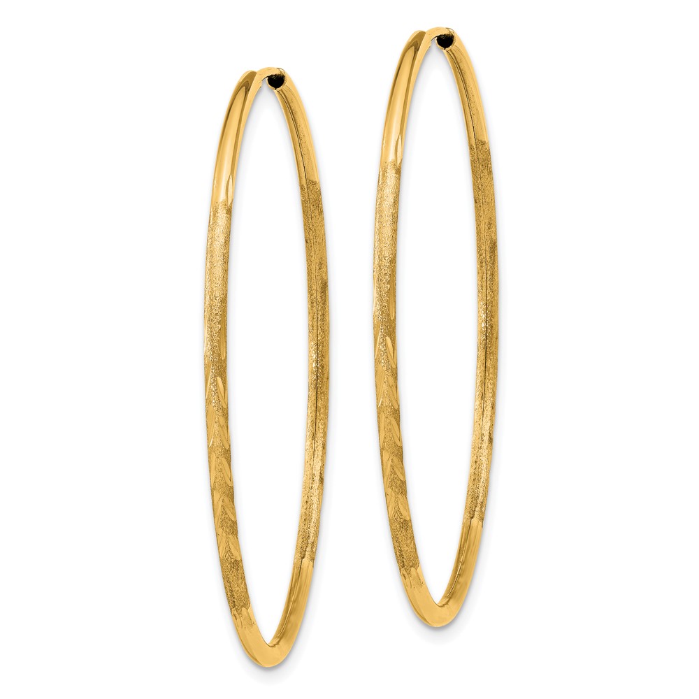 14k 1.5mm Satin Diamond-cut Endless Hoop Earrings (XY1169)