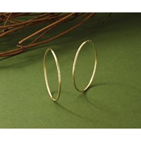 14K Yellow Gold 1.5x 40mm Satin Diamond-cut Endless Tube Hoop Earrings view 5