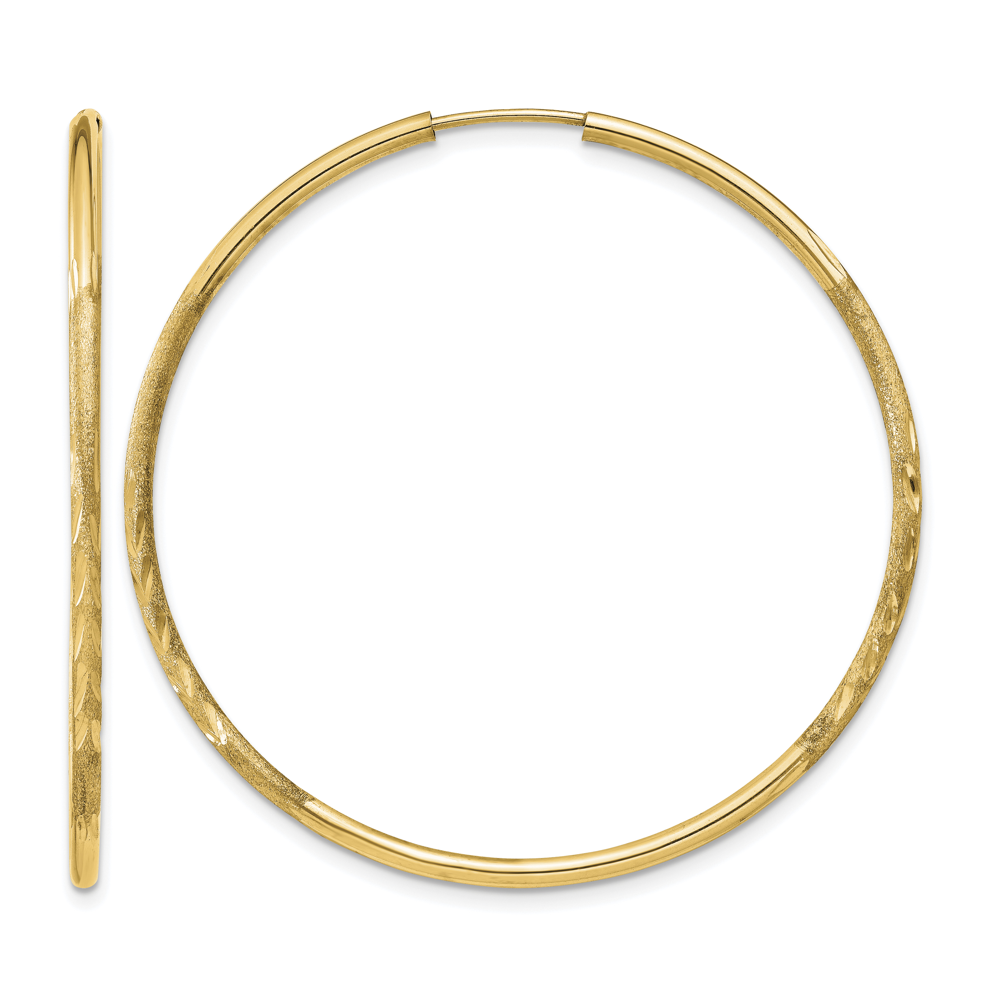 14k 1.5mm Satin Diamond-cut Endless Hoop Earrings (XY1169)