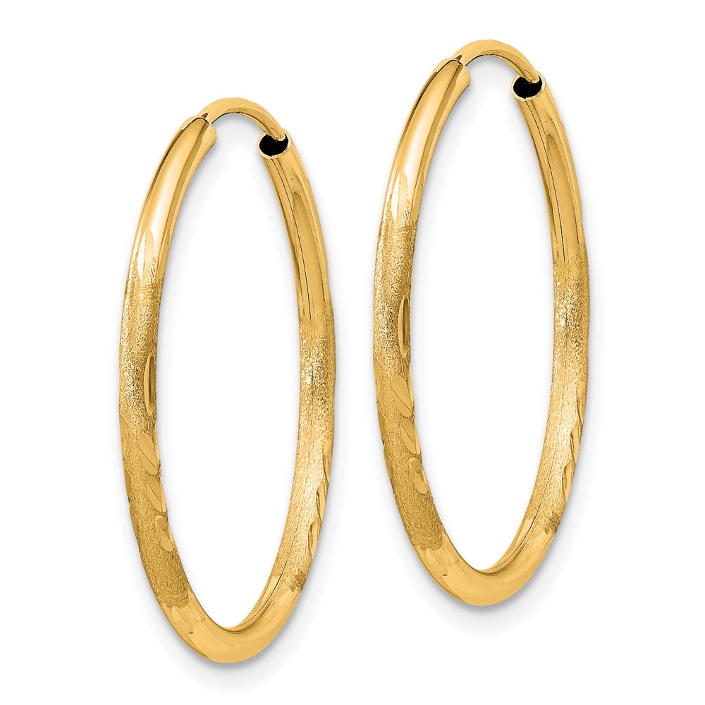 14k 1.5mm Satin Diamond-cut Endless Hoop Earrings (XY1171)