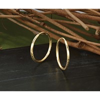 14K Yellow Gold 1.5x 20mm Satin Diamond-cut Endless Tube Hoop Earrings view 5