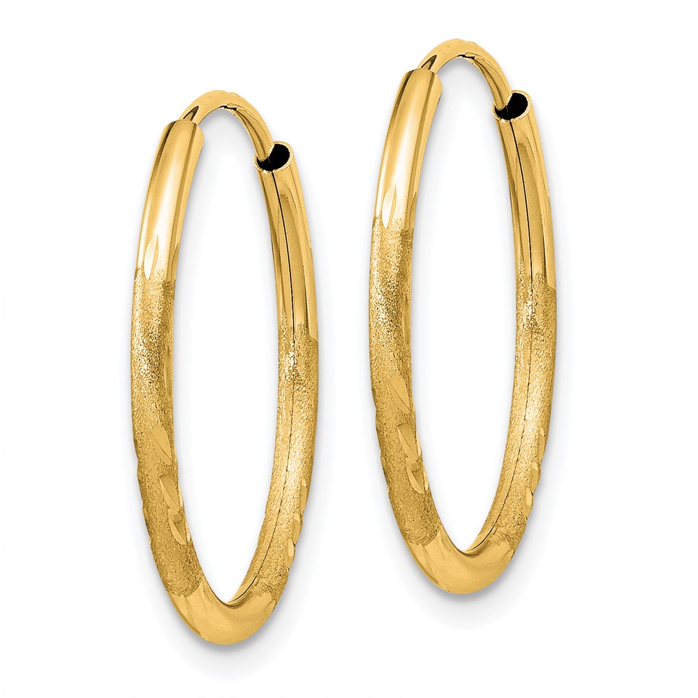 14k 1.5mm Satin Diamond-cut Endless Hoop Earrings (XY1172)