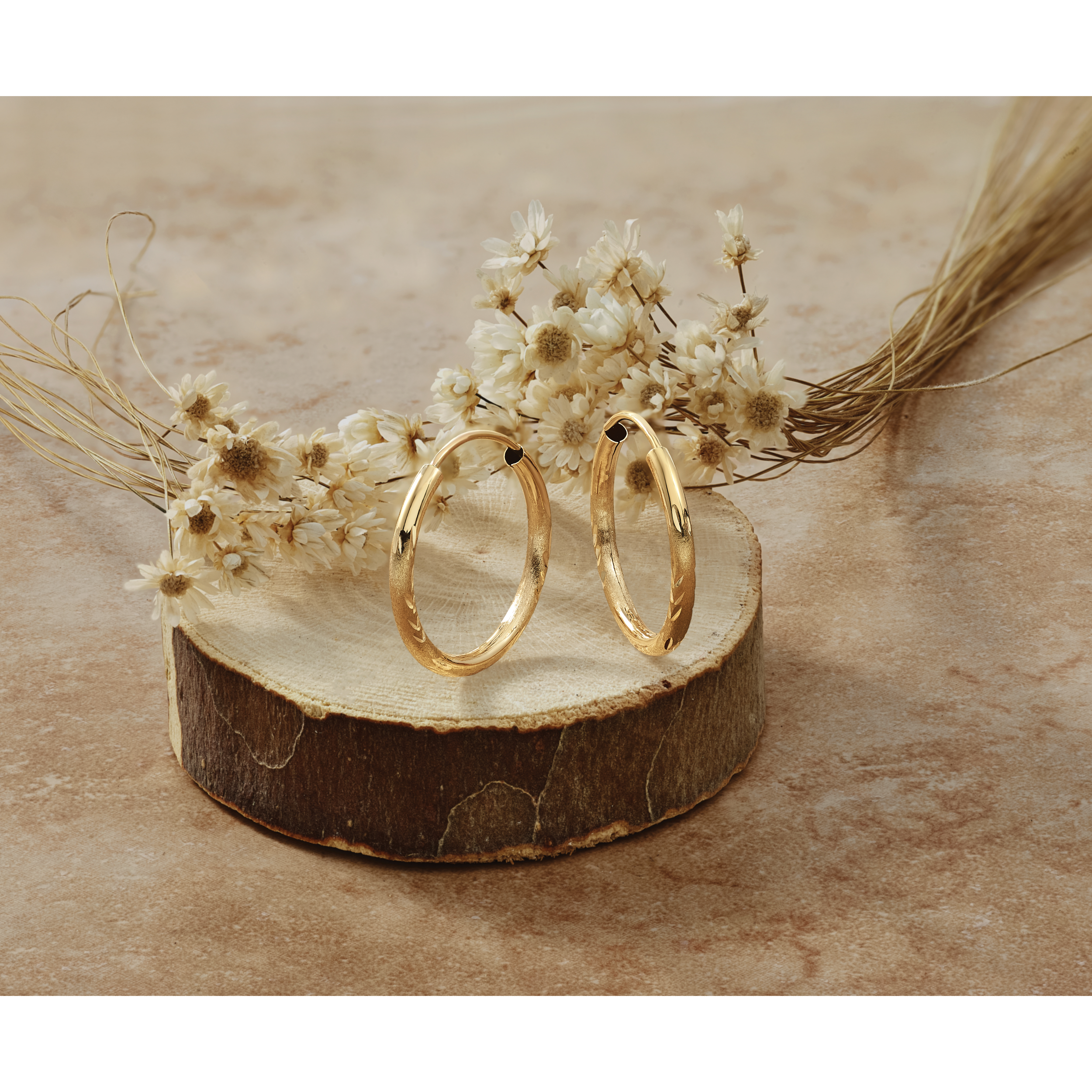14k 2x20mm Satin Diamond-cut Endless Tube Hoop Earrings XY1177 detailed image 5