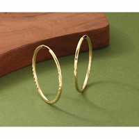 14K Yellow Gold 2x 30mm Satin Diamond-cut Endless Tube Hoop Earrings view 5